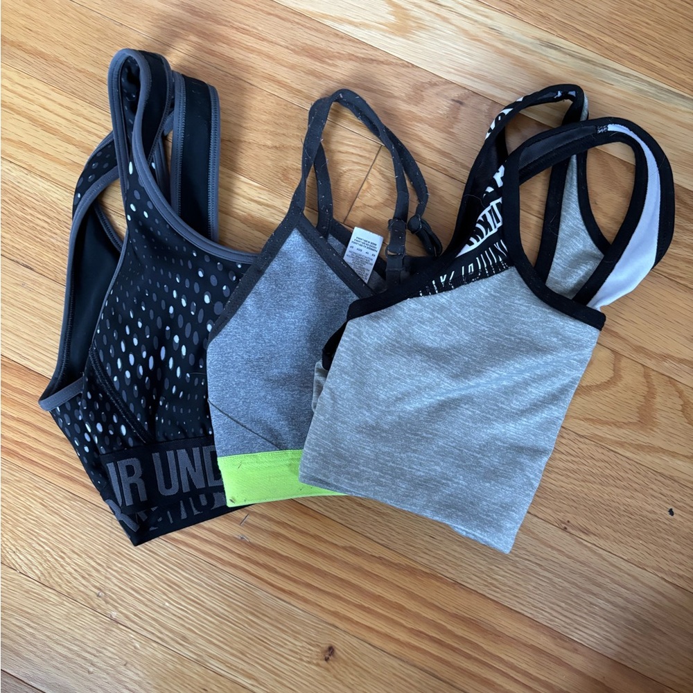 Black and Gray Sports Bras with Breathable Material and Supportive Structure